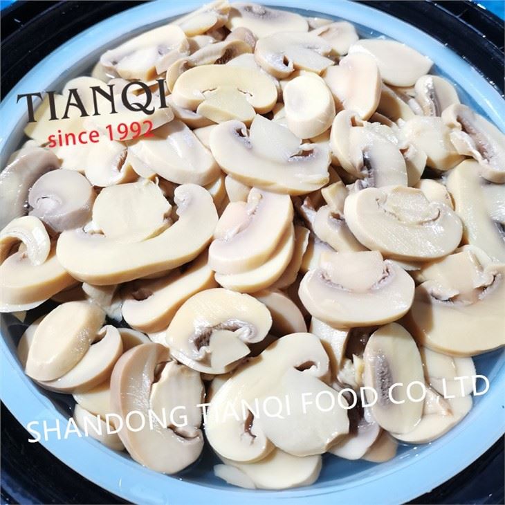 Preserved White Mushroom in Vinegar in Drums